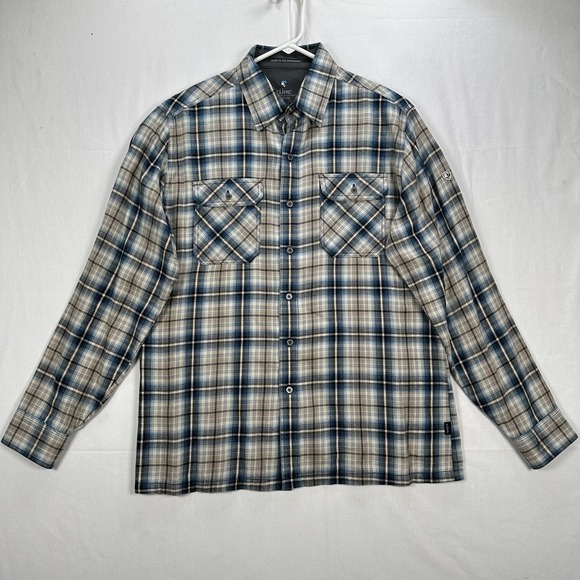 Kuhl Flannel Shirt Mens Medium Blue Plaid Long Sleeve Button Up Casual Outdoor - Picture 2 of 10